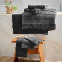 Serviette de bain coton bio (70 x 130 cm) Méline Gris orage