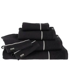 Serviette de bain coton nid d'abeille (70 x 130 cm) Japandi Noir