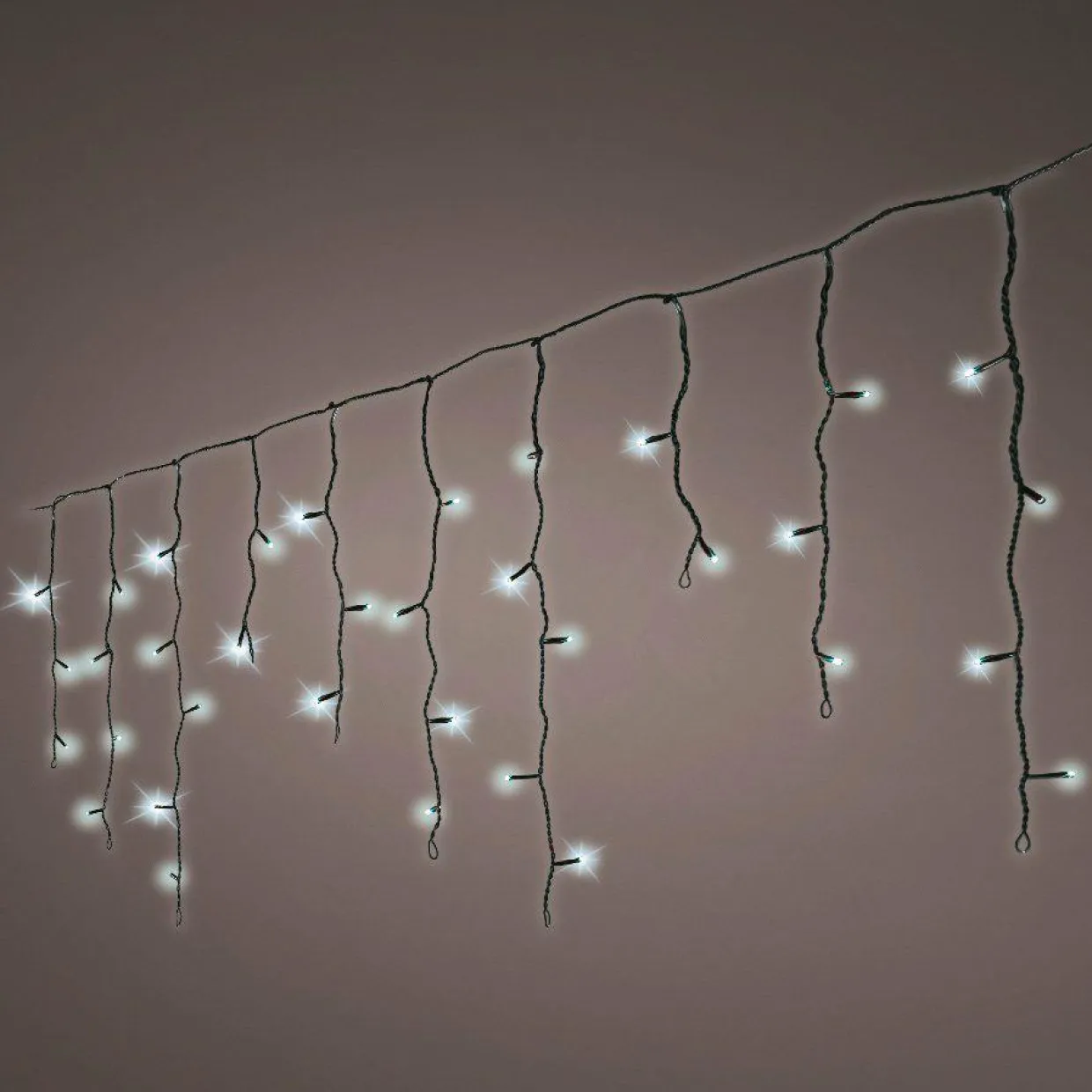 Stalactite lumineuse 11 m 259 LED câble noir Stars Blanc froid