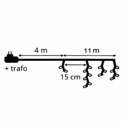 Stalactite lumineuse 11 m 259 LED câble noir Stars Blanc froid