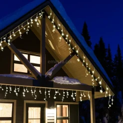 Stalactite lumineuse 11 m 259 LED câble blanc Stars Blanc chaud