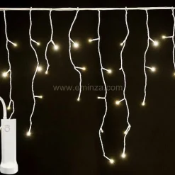 Stalactite lumineuse à piles 14 m 384 LED câble blanc Durawise Blanc chaud