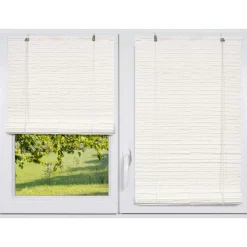 Store enrouleur extérieur effet rotin (90 x 180 cm) Tanoa Blanc