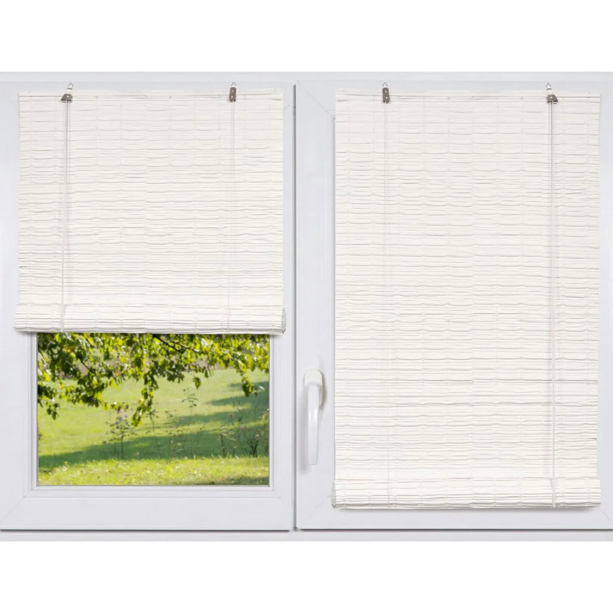 Store enrouleur extérieur effet rotin (90 x 180 cm) Tanoa Blanc
