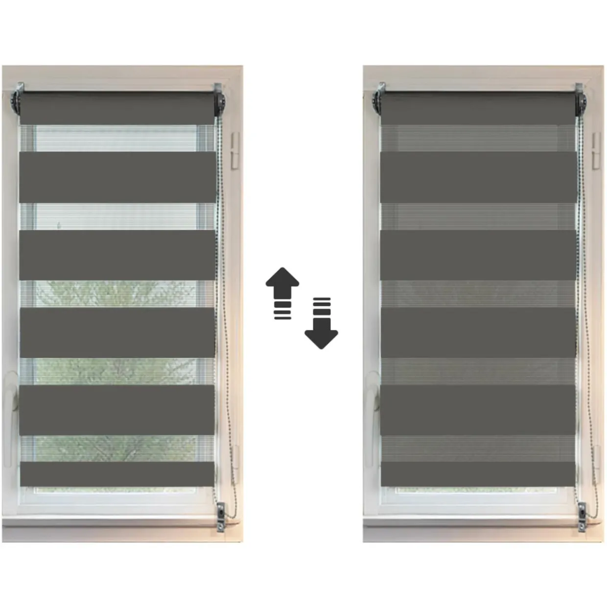 Store enrouleur Jour/Nuit (90 x 180 cm) Gris Anthracite