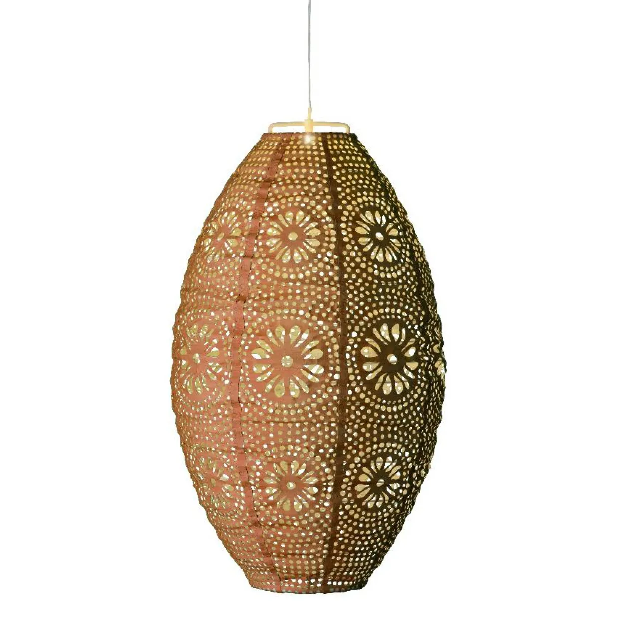 Suspension de jardin solaire (H38 cm) Lanterne ajourée Marron