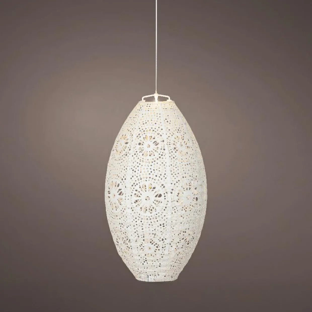 Suspension de jardin solaire (H38 cm) Lanterne ajourée Blanche