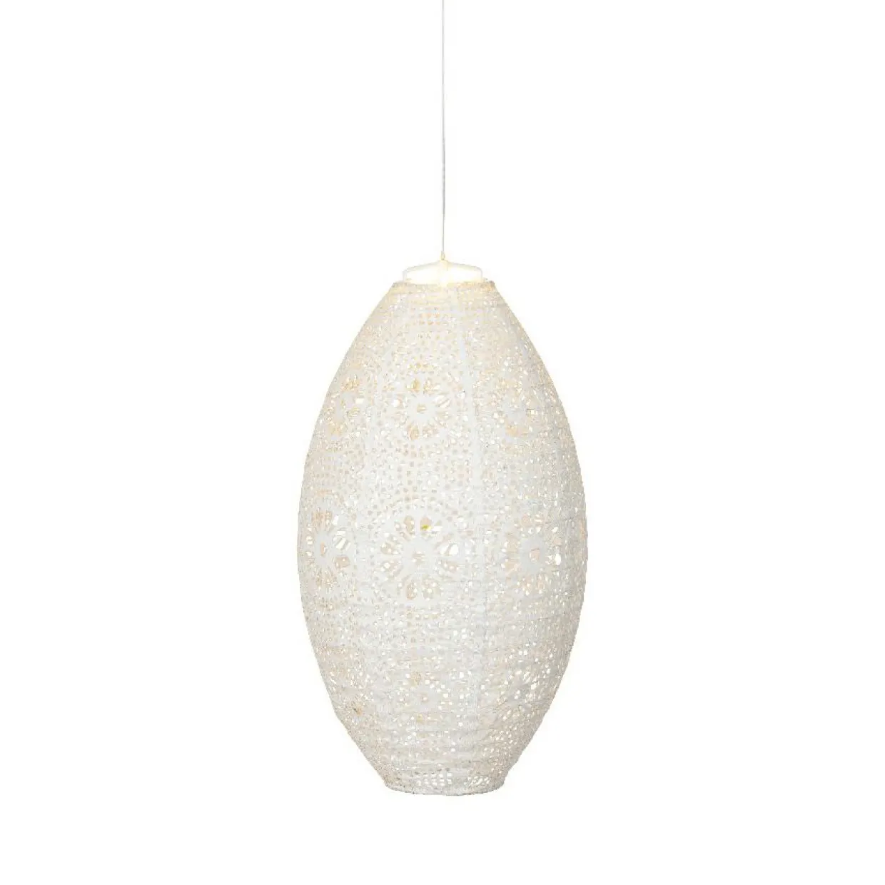 Suspension de jardin solaire (H38 cm) Lanterne ajourée Blanche