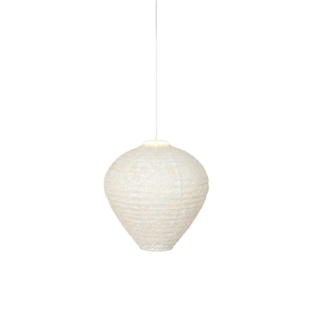 Suspension de jardin solaire (H28 cm) Lanterne ajourée Blanche