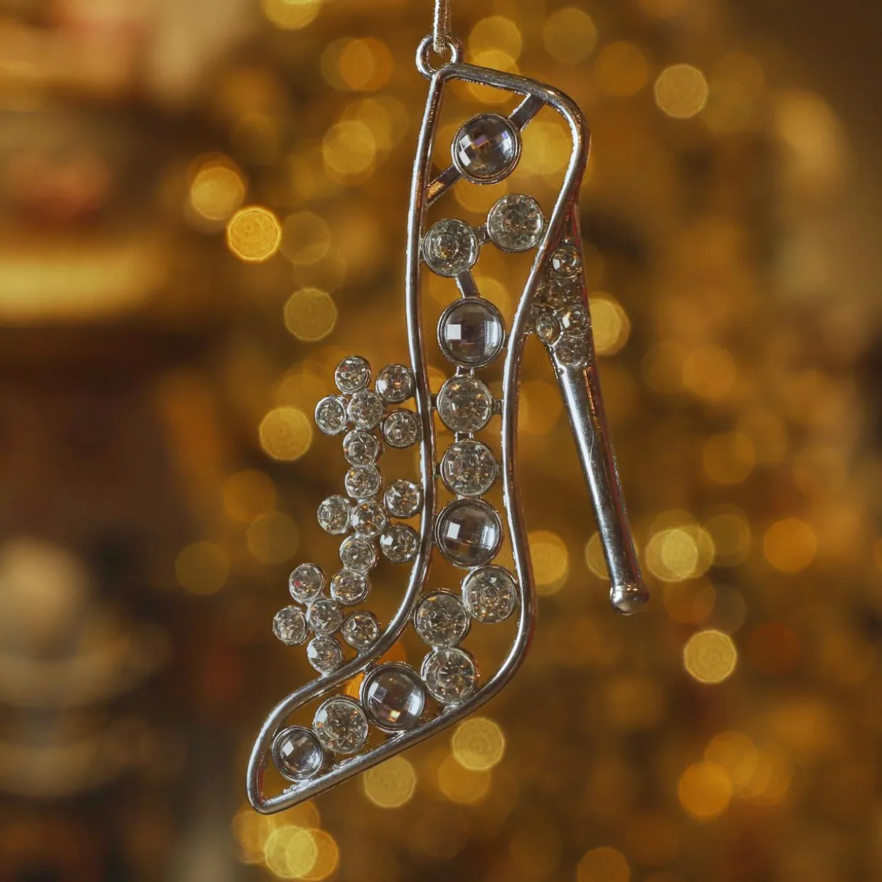 Suspension de Noël en métal (H11 cm) Paris strass Argenté