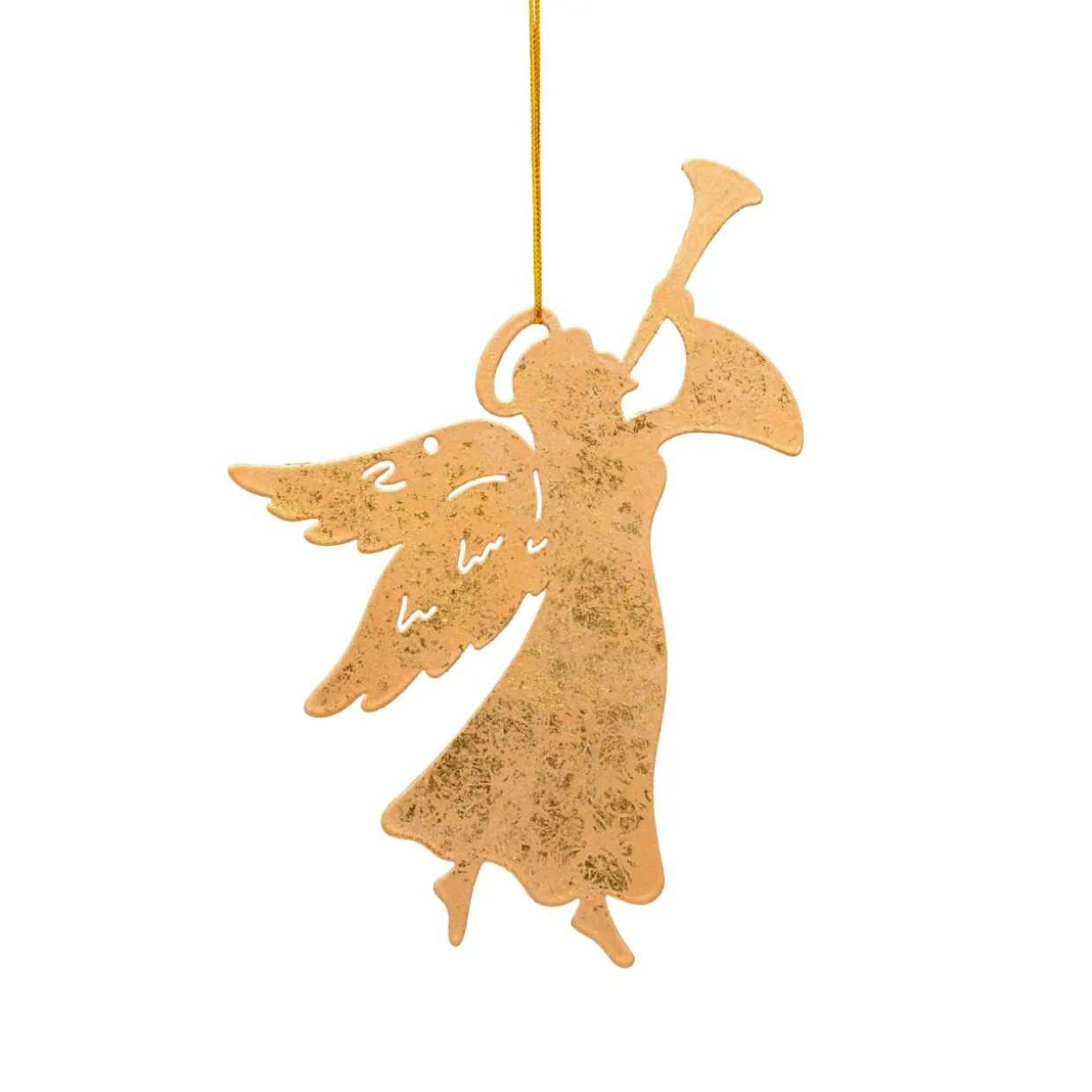 Suspension de Noël en métal (H17 cm) Ange trompette Doré