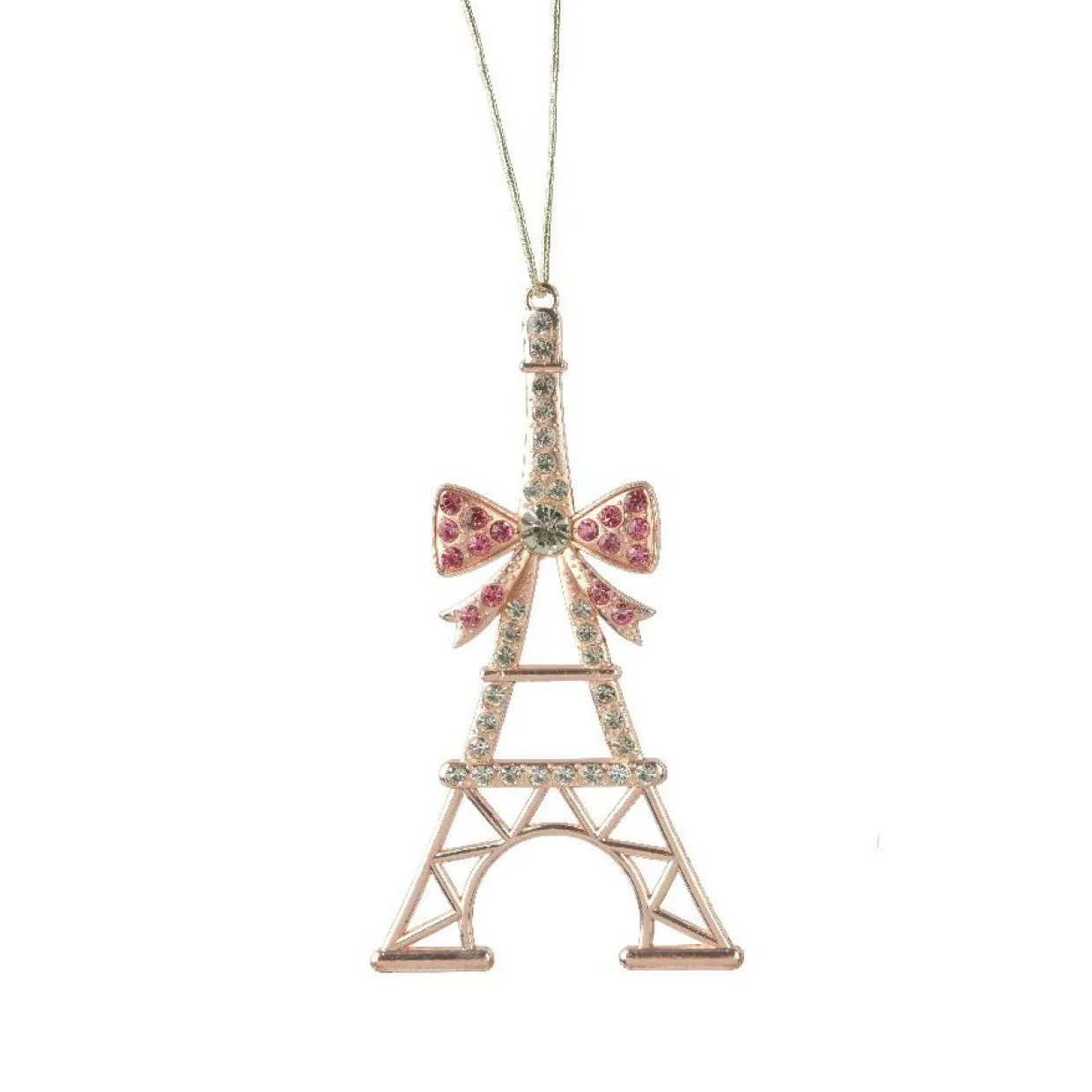 Suspension de Noël en métal (H11 cm) Tour Eiffel strass dorée