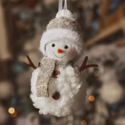 Suspension de Noël (H13 cm) Bonhomme de neige Glacy Gris