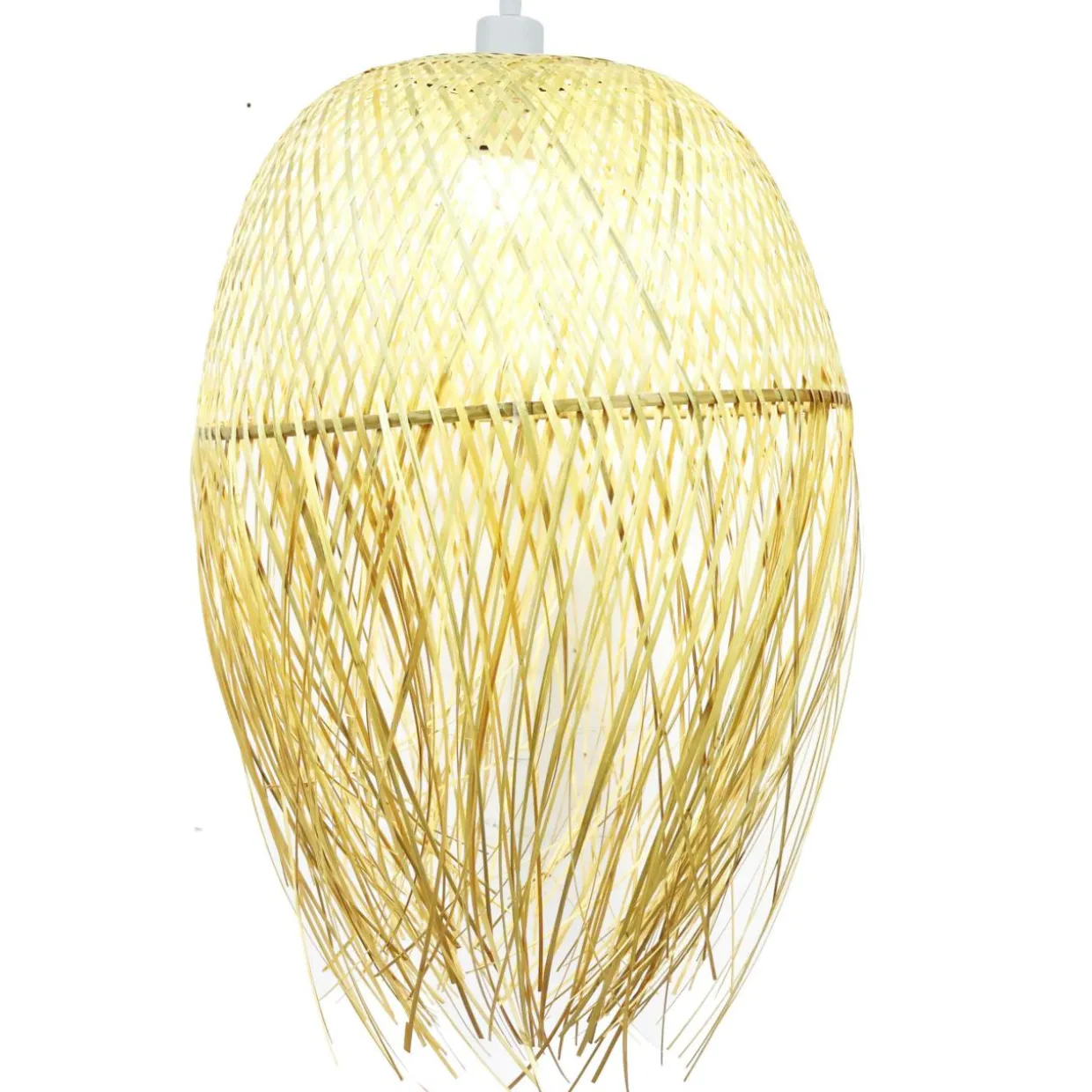 Suspension lumineuse à franges en bambou (H70 cm) Huelva Naturel