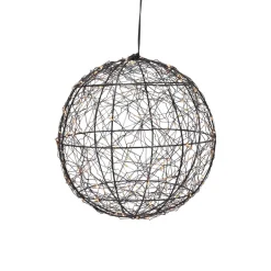Suspension lumineuse 300 micro LED (D25 cm) Lueur Polaire Noir et Blanc chaud