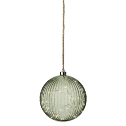 Suspension lumineuse à piles 40 LED (D20 cm) Vintage Thé vert/blanc chaud