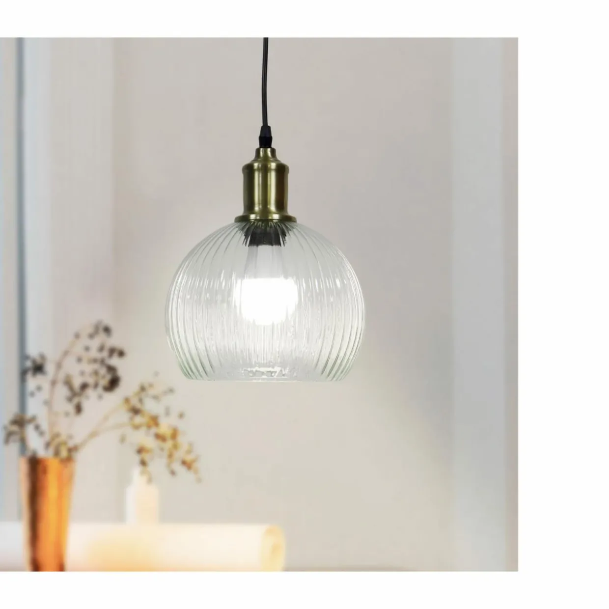 Suspension lumineuse en verre (D20 cm) Velden Transparent