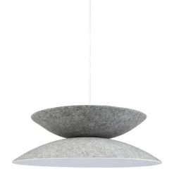 Suspension lumineuse feutre et métal (D46 cm) Nimbus Grise