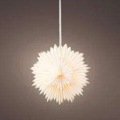 Suspension lumineuse papier LED (D60 cm) Origami Star Blanc chaud