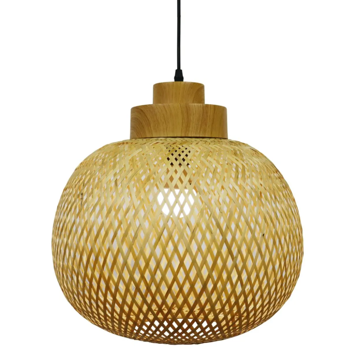 Suspension lumineuse ronde en bambou (D40 cm) Kahala Naturel