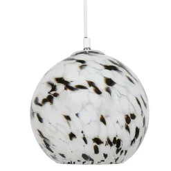 Suspension lumineuse verre et métal (D20 cm) Pepper Noire et blanche