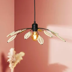Suspension métal et pétales (D50 cm) Til Noir et beige