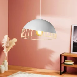 Suspension ronde métal (D29,5 cm) Colisée Blanche