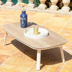 Table basse de jardin rectangulaire aluminium Amalfi Blanc