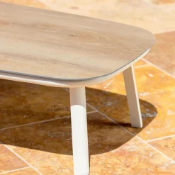 Table basse de jardin rectangulaire aluminium Amalfi Blanc