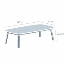 Table basse de jardin rectangulaire aluminium Amalfi Blanc