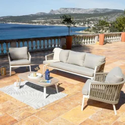Table basse de jardin rectangulaire aluminium Amalfi Blanc