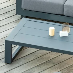 Table basse de jardin rectangulaire en alumininum (120 x 72 cm) Elba Gris anthracite