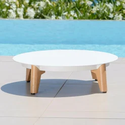 Table basse de jardin ronde (D68 cm) Monte Carlo Blanc