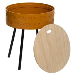 Table coffre en bois (H45 cm) Shiro Jaune moutarde