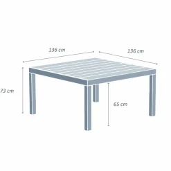 Table de jardin carrée aluminium 8 places (136 x 136 cm) Murano Vert olive