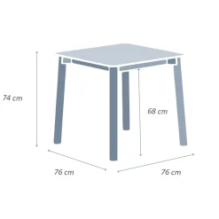 Table de jardin carrée en aluminium 2 places (76 x 76 cm) Monte Carlo Blanc