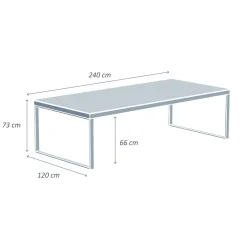 Table de jardin en aluminium et céramique 10 places (240 x 120 cm) Kore Blanc et beige