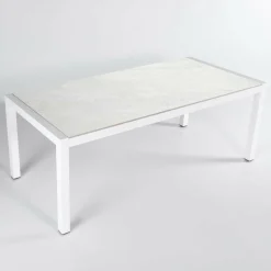 Table de jardin en aluminium et céramique 6 places (150 x 75 cm) Modena Blanc