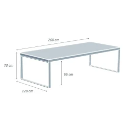 Table de jardin en aluminium et céramique 12 places (260 x 120 cm) Kore Blanc marbré