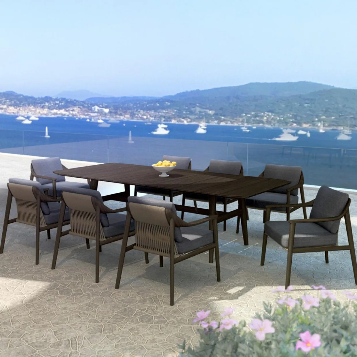 Table de jardin en bois teck 8 places (260 x 100 cm) Cap Ferrat Marron foncé