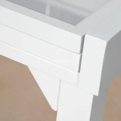 Table de jardin extensible en verre 12 places (200/320 x 100 cm) Murano Blanc