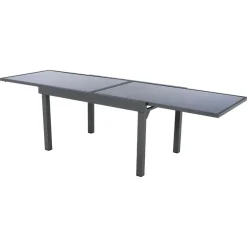 Table de jardin extensible en verre 12 places (200/320 x 100 cm) Murano Gris anthracite