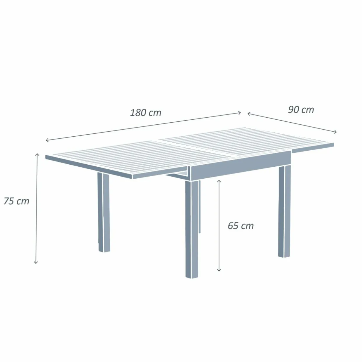 Table de jardin extensible en aluminium 8 places effet bois (90/180 x 90 cm) Murano Blanc