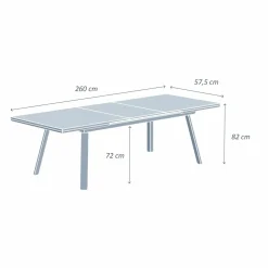 Table de jardin extensible en aluminium 10 places (260 x 96 cm) Amalfi Gris anthracite
