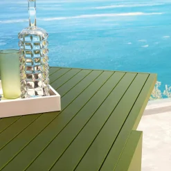 Table de jardin extensible aluminium 10 places (135/270 x 90 cm) Murano Vert olive