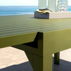 Table de jardin extensible aluminium 10 places (135/270 x 90 cm) Murano Vert olive
