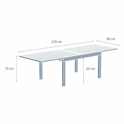 Table de jardin extensible aluminium 10 places (135/270 x 90 cm) Murano Bleu pétrole