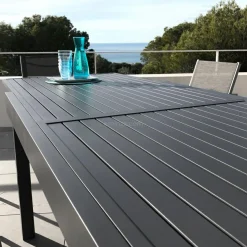 Table de jardin extensible aluminium 12 places (200/320 x 100 cm) Murano Gris anthracite