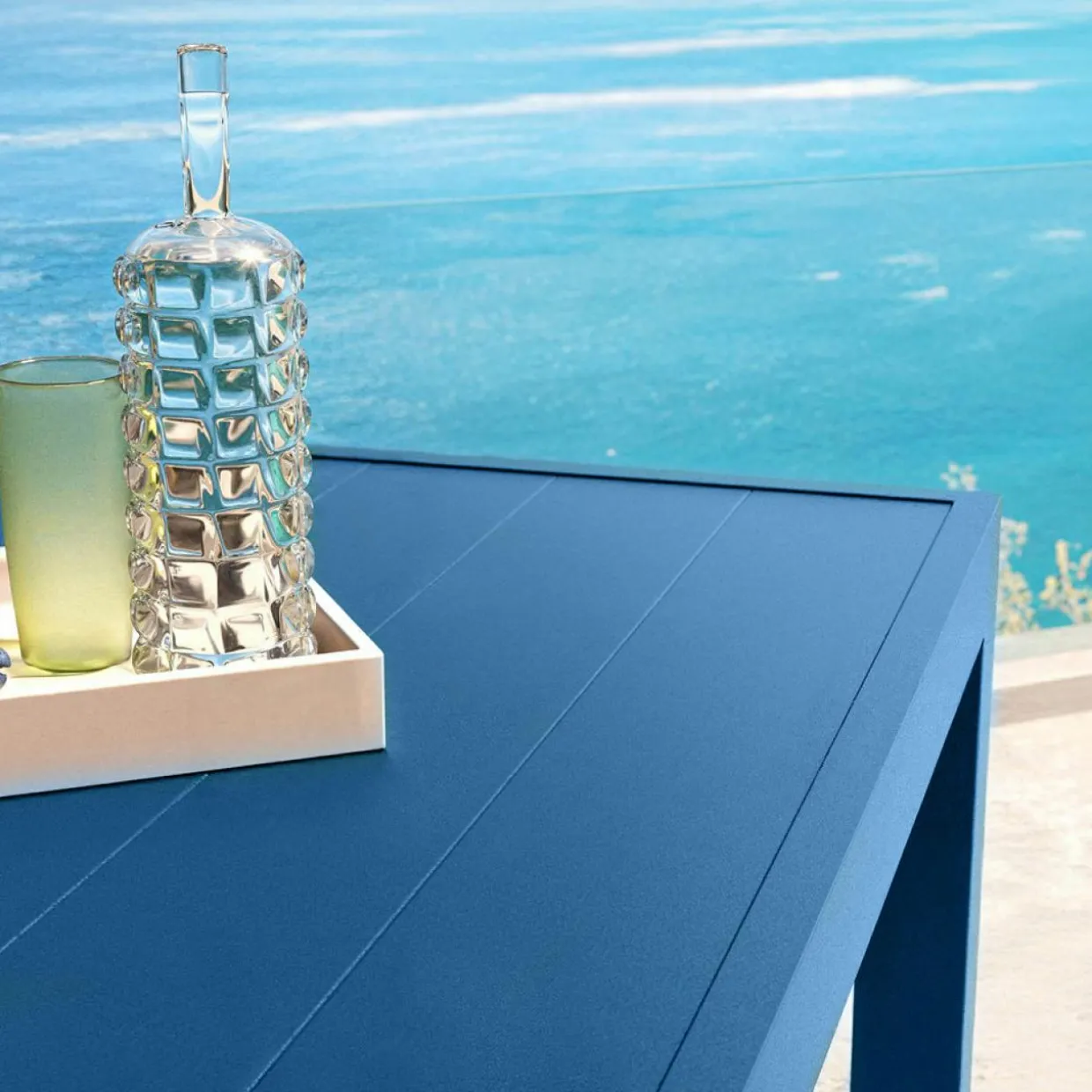 Table de jardin rectangulaire aluminium 10 places (240 x 120 cm) Murano Bleu pétrole
