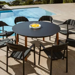 Table de jardin ronde en aluminium 8 places (D149 cm) Monte Carlo Gris anthracite